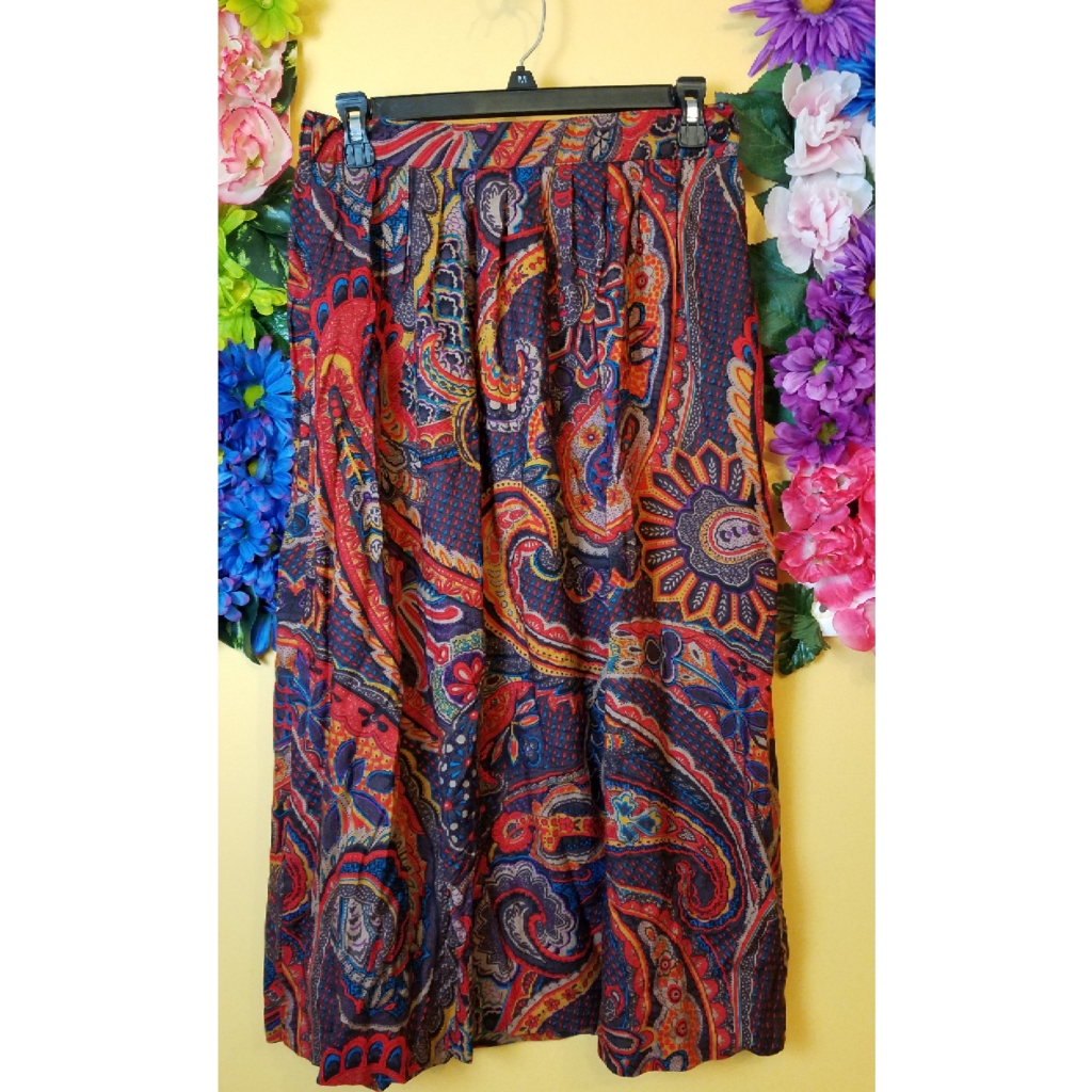 Vintage Colorful Maxi Skirt- Size 12